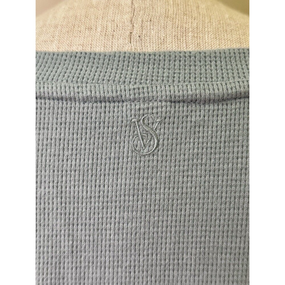 Victoria’s Secret Women’s Waffle Knit Long Sleeve Henley Shirt Mint Green Size S - Picture 6 of 13
